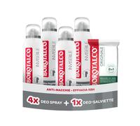 Borotalco, Deodorante Spray Invisibile 4x150ml, Deo-Salviette Originale