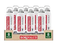 Borotalco Deodorante Spray Invisible Deo 48h con Talco a Effetto Barriera Anti-Macchie Extra Asciutto Senza Alcol Assorbe il Sudore Dermatologicamente Testato - 8 Flaconi da 150ml