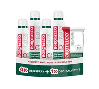 Borotalco, Deodorante Spray Puro 4x50ml, Deo-Salviette Originale 2in1