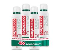 Borotalco, Deodorante Spray Puro, Talco con Molecole Traspiranti, Asciutto Anti-Odori, 48h efficacia, Senza Alcool e Sali di Alluminio, Profumo di Borotalco - 4 Pezzi da 150 ml - Esclusiva Amazon