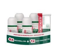 Borotalco, Deodorante Uomo Roll On Asciutto 4x50ml, Deo-Salviette Originale
