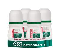 Borotalco, Deodorante Uomo Roll-On Asciutto Borotalco, con Talco Assoluto, Assorbe il Sudore, Senza Alcool, Profumo Borotalco, 72h efficacia - 4 Pezzi da 50 ml - Esclusiva Amazon