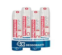 Borotalco, Deodorante Uomo Spray Puro, con Talco Essenziale, Formula Senza Alcool e Sali di Alluminio, Asciutto Anti-Odori, 72h di Efficacia, Profumo Minerale - 4 Flaconi da 150 ml