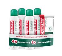 Borotalco, Kit con 4 Deodoranti Spray e Deo-Salviette, con Talco Vegetale e Molecole Anti-Odore, Azione Deodorante e Detergente, Durata 48h, Senza Alcol, 4x150 ml, 12 Salviette - Esclusiva Amazon