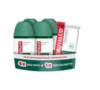 Borotalco, Kit con 4 Deodoranti Vapo e Deo-Salviette, con Talco Vegetale e Molecole Anti-Odore, Azione Detergente e Deodorante, Durata 48h, Senza Alcol, 4x75 ml, 12 Salviette - Esclusiva Amazon