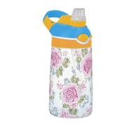 Borracce sportive retrò con rose antiche pesca con cannuccia, tazza leggera da 473 ml, per viaggi, campeggio, sport botellas para agua