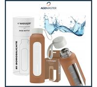 Borraccia in vetro da 0,5 L con custodia in silicone, indicatore del tempo Ve...