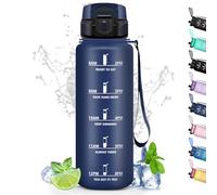 Borraccia 1,5 Litri, Borraccia Filtrante Senza Perdite, Borraccia Motivazionale con Scala Temporale, Borraccia per Bere di Piu, per Sport, Fitness, Escursionismo, Ciclismo, Outdoor, Yoga, Blu Navy