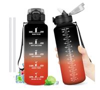 Borraccia 1.5 Litro, Bottiglia con Cannuccia, senza BPA, Riutilizzabile, Bottiglia Motivazionale con Indicatore del Tempo, A Prova di Perdite, Borracce ideale per Scuola, Ufficio, Campeggio, Yoga