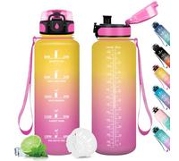 Borraccia 1.5L, Borraccia con Filtro, Bottiglia Riutilizzabile, Bottiglia Acqua a Prova di Perdite, Bottiglia Acqua con indicatore Orario, Borracce per Bici, Scuola, Fitness, Sport, Gym, Yoga