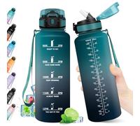 Borraccia 1.5L, Borraccia Sportiva con Marcatori Temporali, Borraccia con Cannuccia, Bottiglia Riutilizzabile, Bottiglia senza BPA, A Prova di Perdite, Borraccia Sport per Fitness, Scuola, Ufficio