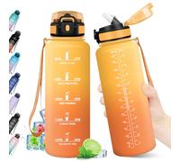 Borraccia 1.5L, Bottiglia Palestra con Indicatore del Tempo, Bottiglia Acqua Riutilizzabile con Cannuccia, senza BPA, A Prova di Perdite, per Fitness, Studenti, Ufficio, Alpinismo, Picnic, Ciclismo