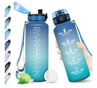 Borraccia 1.5L, Bottiglia Riutilizzabile, Borraccia con Filtro, Borraccia Sportiva con Marcatori Temporali, Bottiglia senza BPA, A Prova di Perdite, Borraccia Sport per Fitness, Adulti, Ufficio