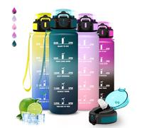 Borraccia 1 litro, Borraccia con Cannuccia, Senza Perdite, Water Bottle Motivazionale, Facile da Pulire, Bottiglia Palestra, Con Slogan Motivazionale, Bottiglie Acqua per Escursionismo, Campeggio