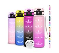 Borraccia 1 litro, Borraccia Palestra, Bottiglia Senza Perdite, Facile da Pulire, Bottiglia Motivazionale 1l, Borraccie con Orari per Bere, Facile da Trasportare, per Campeggio, Fitness, Viaggio, Yoga