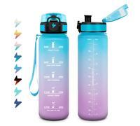 Borraccia 1 Litro Bottiglia Motivazionale con 1000 ml 32oz-1000ml | Blu + Lilla
