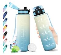 Borraccia 1L, Borraccia senza BPA, Borraccia con Filtro e Indicatore del Tempo, Bottiglia Acqua Riutilizzabile, A Prova di Perdite, Borraccia Sport per Bambini, Adulti, Studenti, Palestra, Ufficio