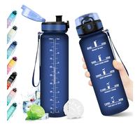 Borraccia 1L, Borraccia senza BPA, Bottiglia con Filtro, Riutilizzabile, Borracce con Indicatore del Tempo Motivazionale, A Prova di Perdite, Borracce ideale per Bambini, Adulti, Scuola, Ufficio