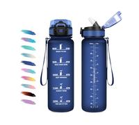 Borraccia 1L, Motivazionale Borraccia con Cannuccia, Facile da Aprire, a Prova di Perdite, Bottiglia Acqua con Indicatore del Tempo, Sportiva Bottiglia per Adulto, Campeggio, Ufficio, Lavoro