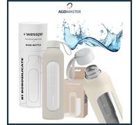 Borraccia 1L vetro Wessper B1 BOROSILICATE ecru con custodia in silicone senz...