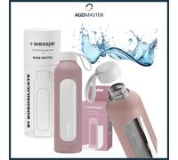 Borraccia 1L vetro Wessper B1 BOROSILICATE rosa cipria con custodia in silico...