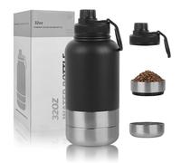 Borraccia 2 in 1 per cani, da viaggio, in acciaio inox 304, con ciotola e ciotola per acqua, thermos per persone e cani, perfetta per attività all'aperto, escursioni e viaggi