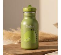 TRIXIE Borraccia per bambini e bambine in acciaio inox, da 350 ml, con motivo Mr. Dino (dinosauro), colore verde