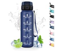 Borraccia, 500ml Borraccia Bambini, Borraccia Filtrante Senza Perdite, Borraccia per Bere di Piu, Facile da Pulire, Borraccia Motivazionale con Scala Temporale, per Scuole, Uffici, Campeggi, Blu Navy