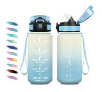 Borraccia 500ml, Borraccia Bambini con Cannuccia, Facile Pulizia, a Prova di Perdite, Bottiglia Acqua Motivazionale con Indicatore del Tempo, Bottiglia per Ufficio, Escursionismo, Bambini, Yoga