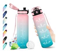Borraccia 500ml, Borraccia Palestra con Indicatore del Tempo, Borraccia con Filtro, Bottiglia Acqua Riutilizzabile, senza BPA, A Prova di Perdite, Borraccia Sport per Bambini, Studenti, Ufficio