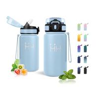 Borraccia 500ml, Borraccia Termica con Cannuccia, Senza BPA, a Prova di Perdite, Riutilizzabile, Bottiglia Acqua per Scuola, Ufficio, Campeggio, Escursioni