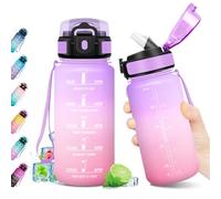 Borraccia 500ml, Bottiglia con Indicatore del Tempo Motivazionale, Bottiglia con Cannuccia, Riutilizzabile, Borraccia senza BPA, A Prova di Perdite, per Bambini, Scuola, Ufficio, Gym, Picnic