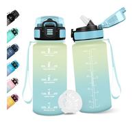 Borraccia, 500ML Con Paglia, Borraccia Bambini, Senza BPA, Borracce con Cannuccia, Bottiglia d'acqua Motivazionale con Indicatore del Tempo, Bottiglia Acqua per Scuola, Sport, Yoga - Brina&cielo