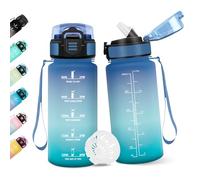 Borraccia, 500ML Con Paglia, Borraccia Bambini, Senza BPA, Borracce con Cannuccia, Bottiglia d'acqua Motivazionale con Indicatore del Tempo, Bottiglia Acqua per Scuola, Sport, Yoga - Verde brillante