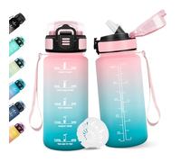 Borraccia, 500ML Con Paglia, Borraccia Bambini, Senza BPA, Borracce con Cannuccia, Bottiglia d'acqua Motivazionale con Indicatore del Tempo, Bottiglia Acqua per Scuola, Sport, Yoga - Rosa&ciano