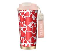 Borraccia a forma di cuore con coperchio con cannuccia, in acciaio inox, a bocca larga, isolata, a prova di perdite, da donna,