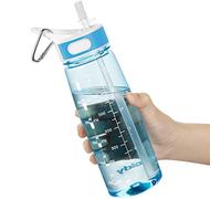 Borraccia Acqua, 800 ML Bottiglia Acqua con Cannuccia e ManicoBorraccia Palestra Senza BPA, Borraccia con Indicatore di Tempo per Ricordare l'ora di Bere, Ideale per All'aperto, Yoga e Lavoro
