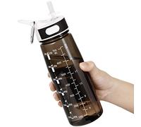 Borraccia Acqua, 800 ML Bottiglia Acqua con Cannuccia e ManicoBorraccia Palestra Senza BPA, Borraccia con Indicatore di Tempo per Ricordare l'ora di Bere, Ideale per All'aperto, Yoga e Lavoro