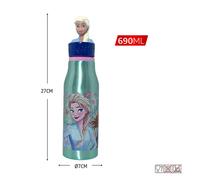 Borraccia Alluminio 3D Bambini 690ml Minecraft Stitch Spiderman Frozen Mickey