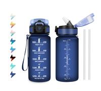 Borraccia Bambini 500ml, Borraccia con Indicazione del Tempo, Leggera e Facile da Tenere, Riutilizzabile e Facile da Pulire, Bottiglia Bambini con Cannuccia, per Palestra, Corsa, Yoga, Ufficio