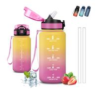 Borraccia Bambini, Borraccia 500 ml, Borraccie con Cannuccia, Senza Perdite, Borraccie Motivazionale, Facile da Pulire, Borracce Acqua, Con Slogan Motivazionale, Borracce per Scuole, Campeggio, Corsa