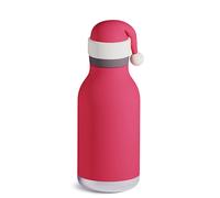 asobu Bestie Bottle Borraccia termica in acciaio inox con testa animale morbida staccabile, divertente per bere per bambini e adolescenti con cannuccia flessibile riutilizzabile, 470 ml (Babbo Natale)