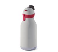 asobu Bestie - Borraccia isolata in acciaio inox, con morbida testa di animale rimovibile, per bambini e ragazzi, con cannuccia flessibile riutilizzabile, 473,6 ml, colore: neve