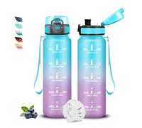 Borraccia, Borraccia 0,5 litri, Borracce Senza Perdite, Borracce Motivazionale, Facile da Trasportare, Bottiglia con Filtro, Con Blocco di Sicurezza, Bottiglia Acqua per Sport, Campeggio, Scuola