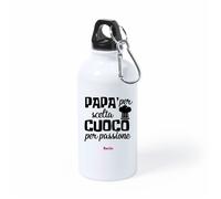 borraccia bottiglia alluminio 500 ml scritta papa' per scelta cuoco per passione