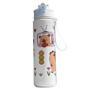 Borraccia Capybara, 750 ml, graziosa borraccia con cannuccia e manico per bambini e adulti, per campus, palestra, ufficio o uso all'aperto, con cannuccia, graziosa per bambini