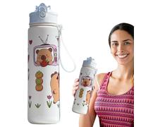 Borraccia Capybara, simpatica borraccia da 750 ml con cannuccia e manico per bambini e adulti per campus, palestra, ufficio o uso esterno, televisione