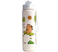 Borraccia Capybara, simpatica borraccia da 800 ml con cannuccia e manico per bambini e adulti per campus, palestra, ufficio o uso esterno