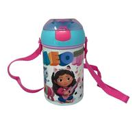 Borraccia con apertura pop-up Gabby's Dollhouse bottiglia in plastica riutilizzabile con tracolla BPA Free capacità 450 ml