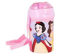 Borraccia con apertura pop-up Principesse, Disney, bottiglia in plastica riutilizzabile con tracolla, BPA Free, capacità 450 ml
